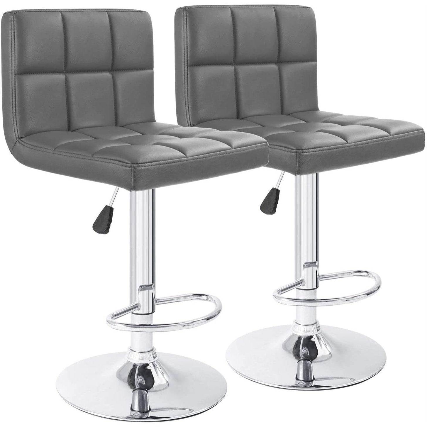 Lot de 2 tabourets de bar réglables et pivotants en cuir PU