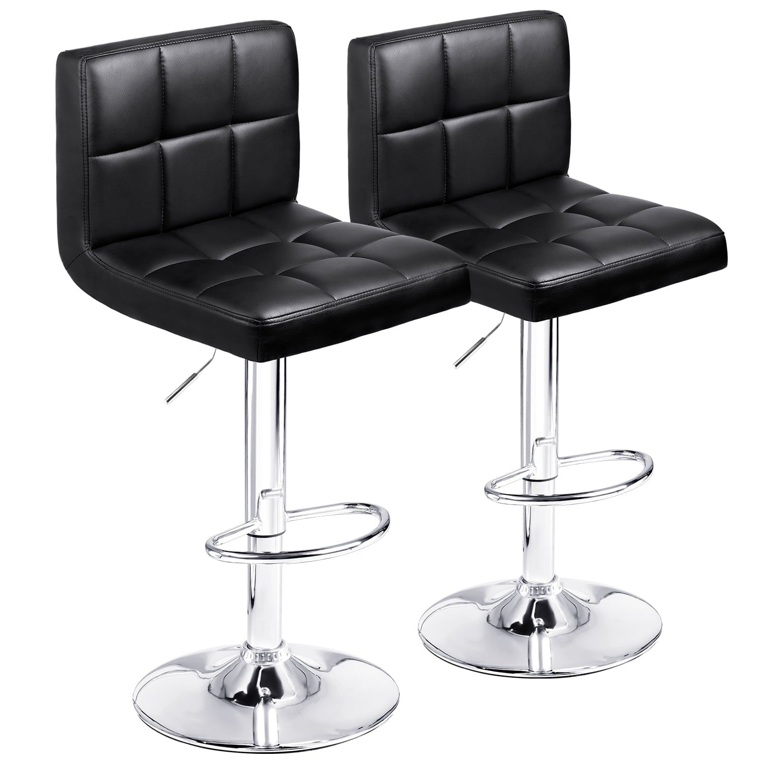 Lot de 2 tabourets de bar réglables et pivotants en cuir PU