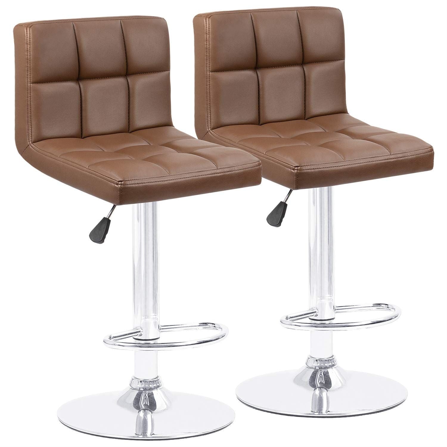 Lot de 2 tabourets de bar réglables et pivotants en cuir PU