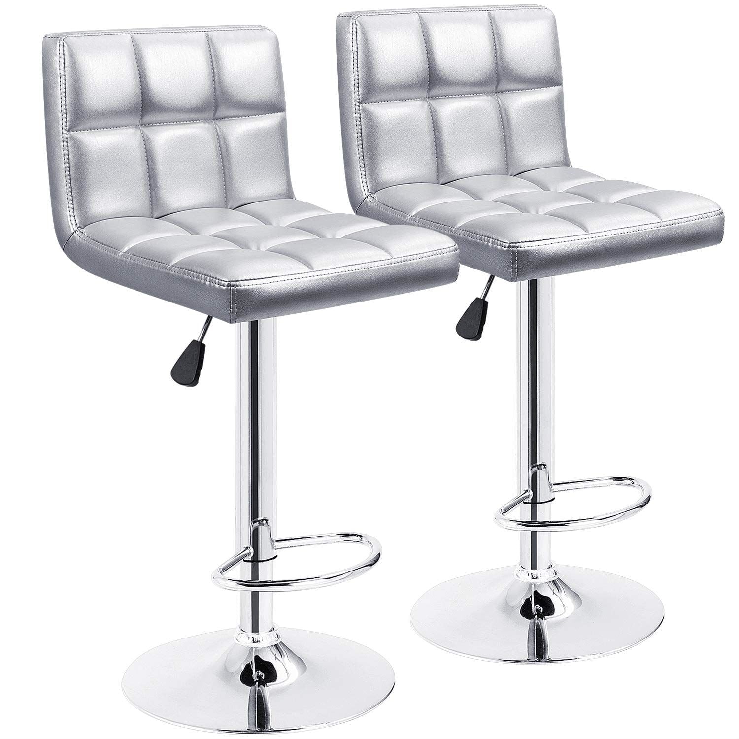 Lot de 2 tabourets de bar réglables et pivotants en cuir PU