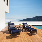 Ensemble de fauteuils club et poufs d'extérieur Barcelo 5 pièces Sunbrella Motion