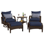 Ensemble de fauteuils club et poufs d'extérieur Barcelo 5 pièces Sunbrella Motion