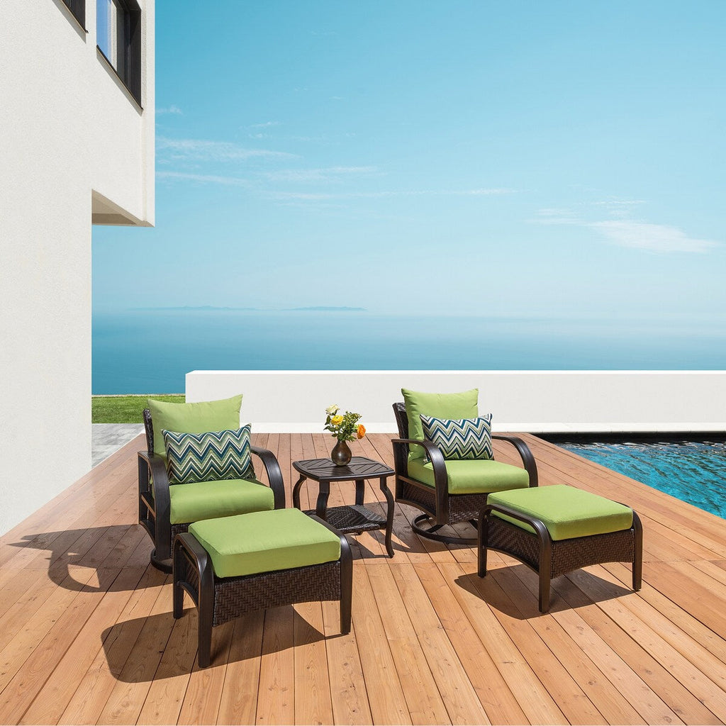 Ensemble de fauteuils club et poufs d'extérieur Barcelo 5 pièces Sunbrella Motion