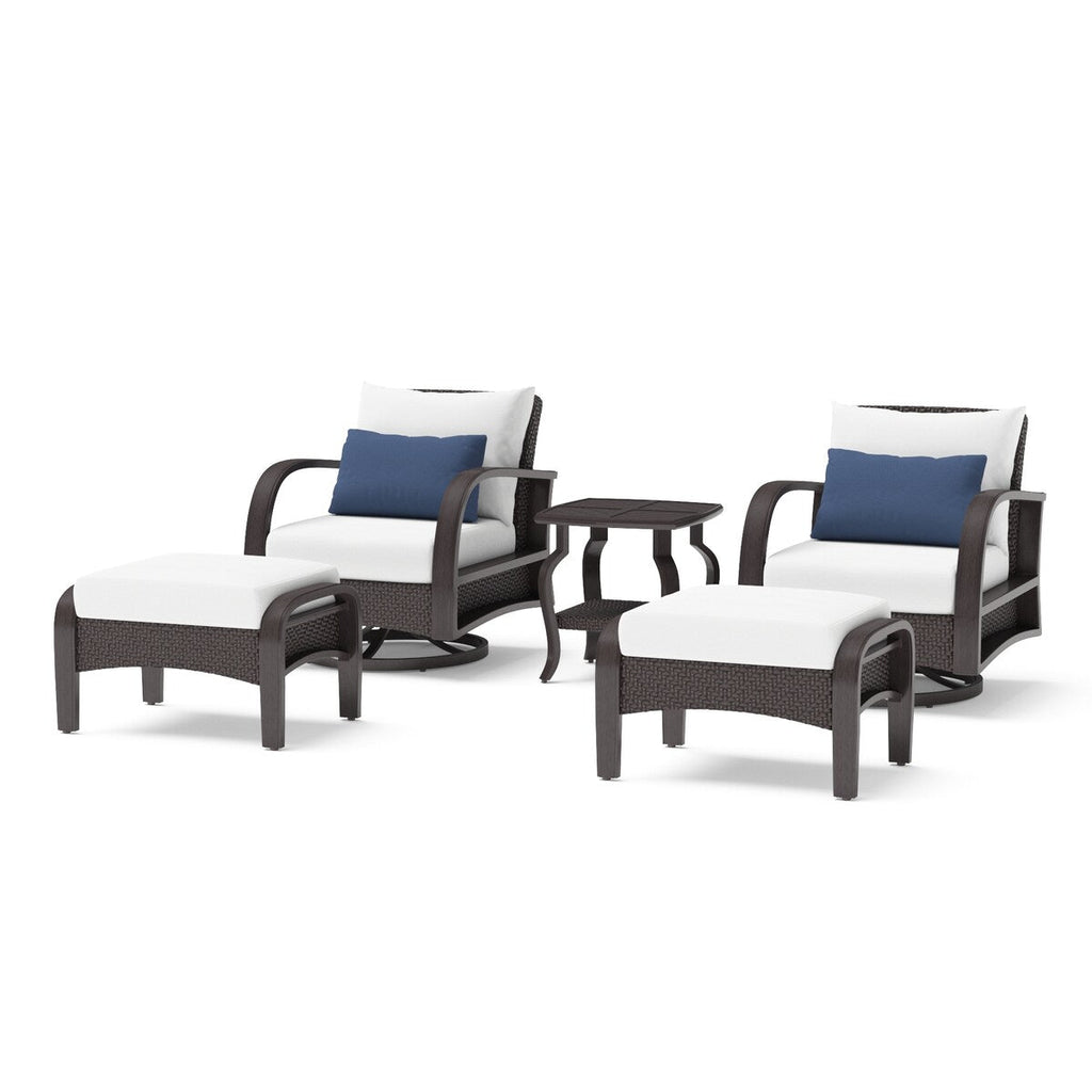 Ensemble de fauteuils club et poufs d'extérieur Barcelo 5 pièces Sunbrella Motion