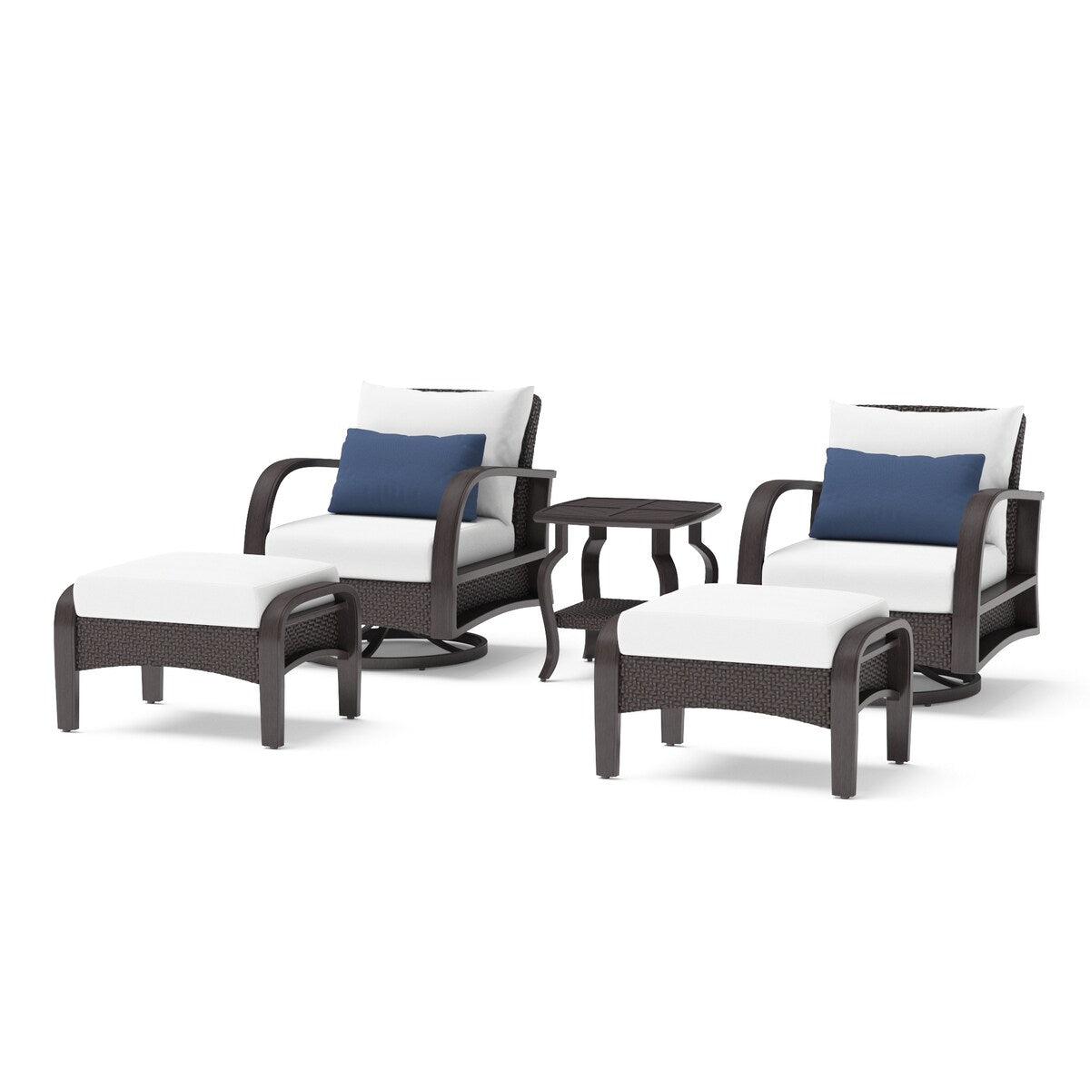 Ensemble de fauteuils club et poufs d'extérieur Barcelo 5 pièces Sunbrella Motion