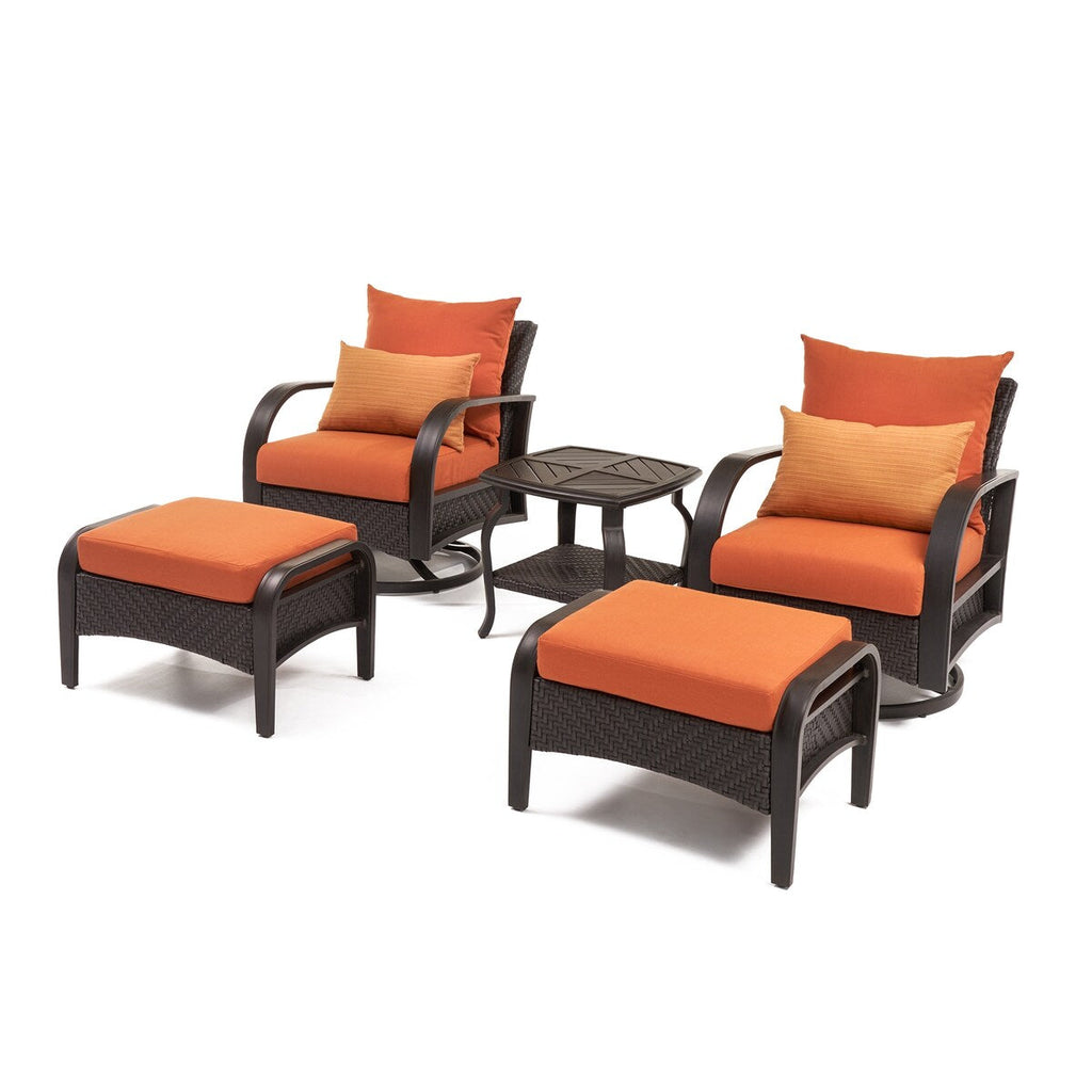 Ensemble de fauteuils club et poufs d'extérieur Barcelo 5 pièces Sunbrella Motion