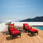 Ensemble de fauteuils club et poufs d'extérieur Barcelo 5 pièces Sunbrella Motion