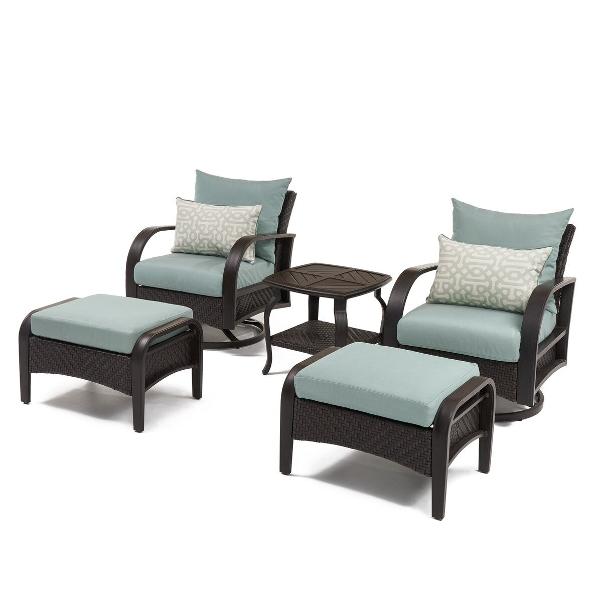 Ensemble de fauteuils club et poufs d'extérieur Barcelo 5 pièces Sunbrella Motion