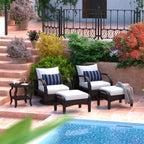 Ensemble de fauteuils club et poufs d'extérieur Barcelo 5 pièces Sunbrella Motion