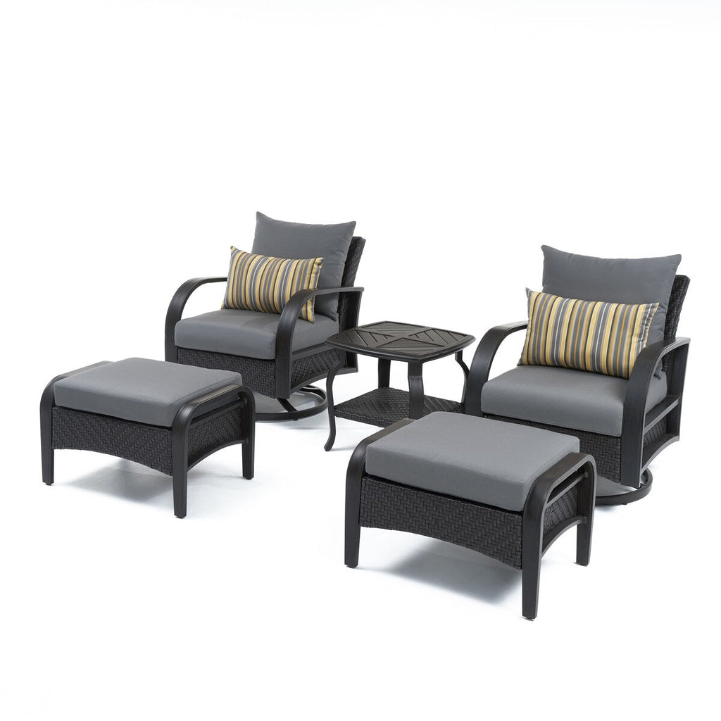 Ensemble de fauteuils club et poufs d'extérieur Barcelo 5 pièces Sunbrella Motion