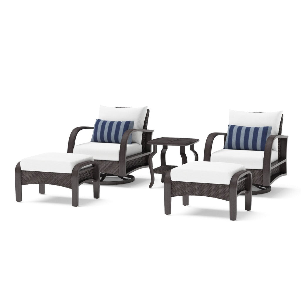 Ensemble de fauteuils club et poufs d'extérieur Barcelo 5 pièces Sunbrella Motion