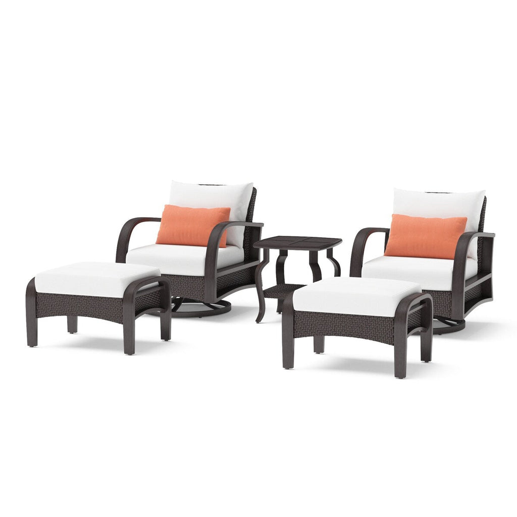 Ensemble de fauteuils club et poufs d'extérieur Barcelo 5 pièces Sunbrella Motion