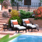 Ensemble de fauteuils club et poufs d'extérieur Barcelo 5 pièces Sunbrella Motion