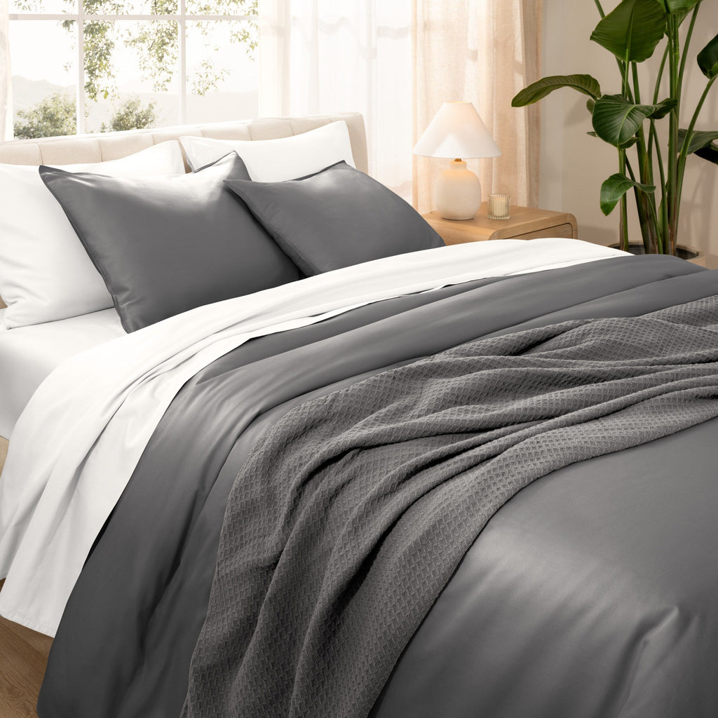 Parure de lit en coton biologique Bare Home - Tissage satiné lisse