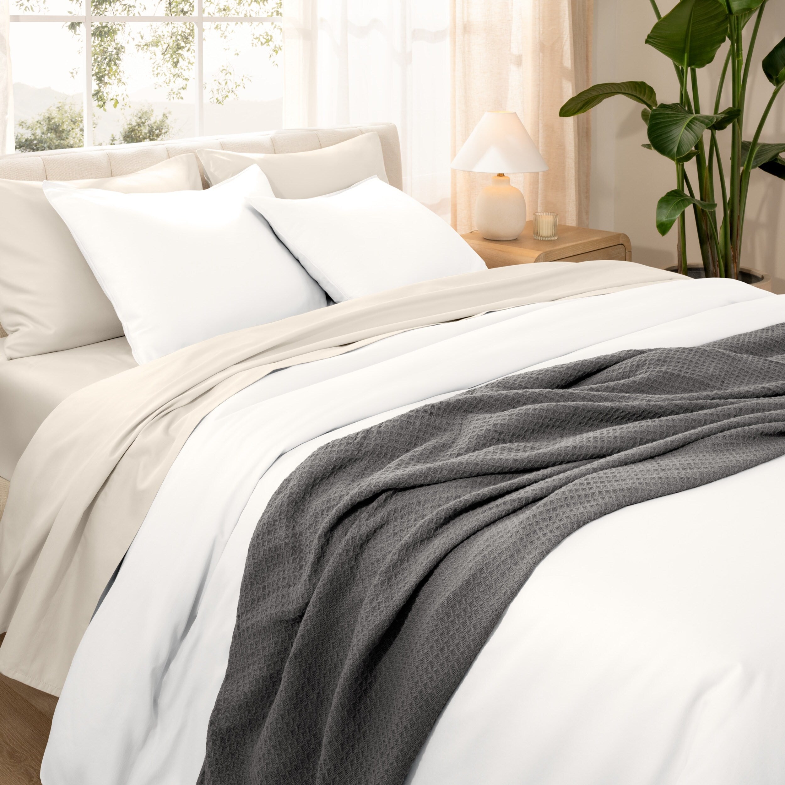 Parure de lit en coton biologique Bare Home - Tissage satiné lisse