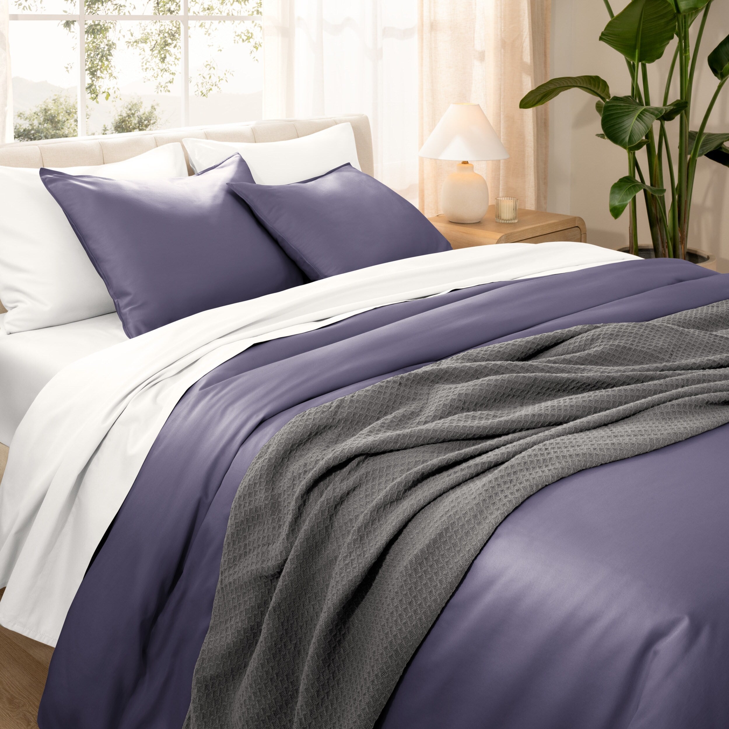 Parure de lit en coton biologique Bare Home - Tissage satiné lisse