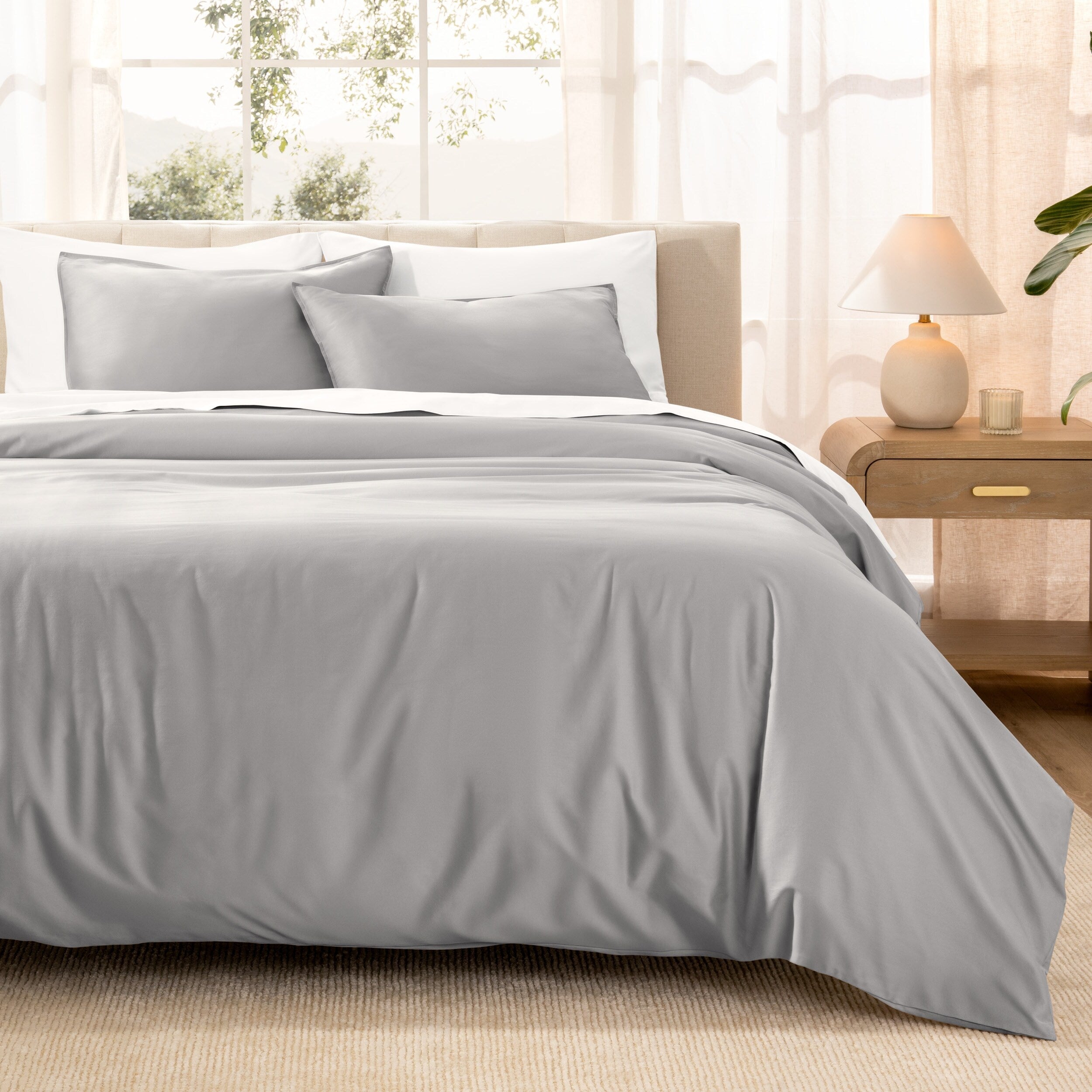 Parure de lit en coton biologique Bare Home - Tissage satiné lisse