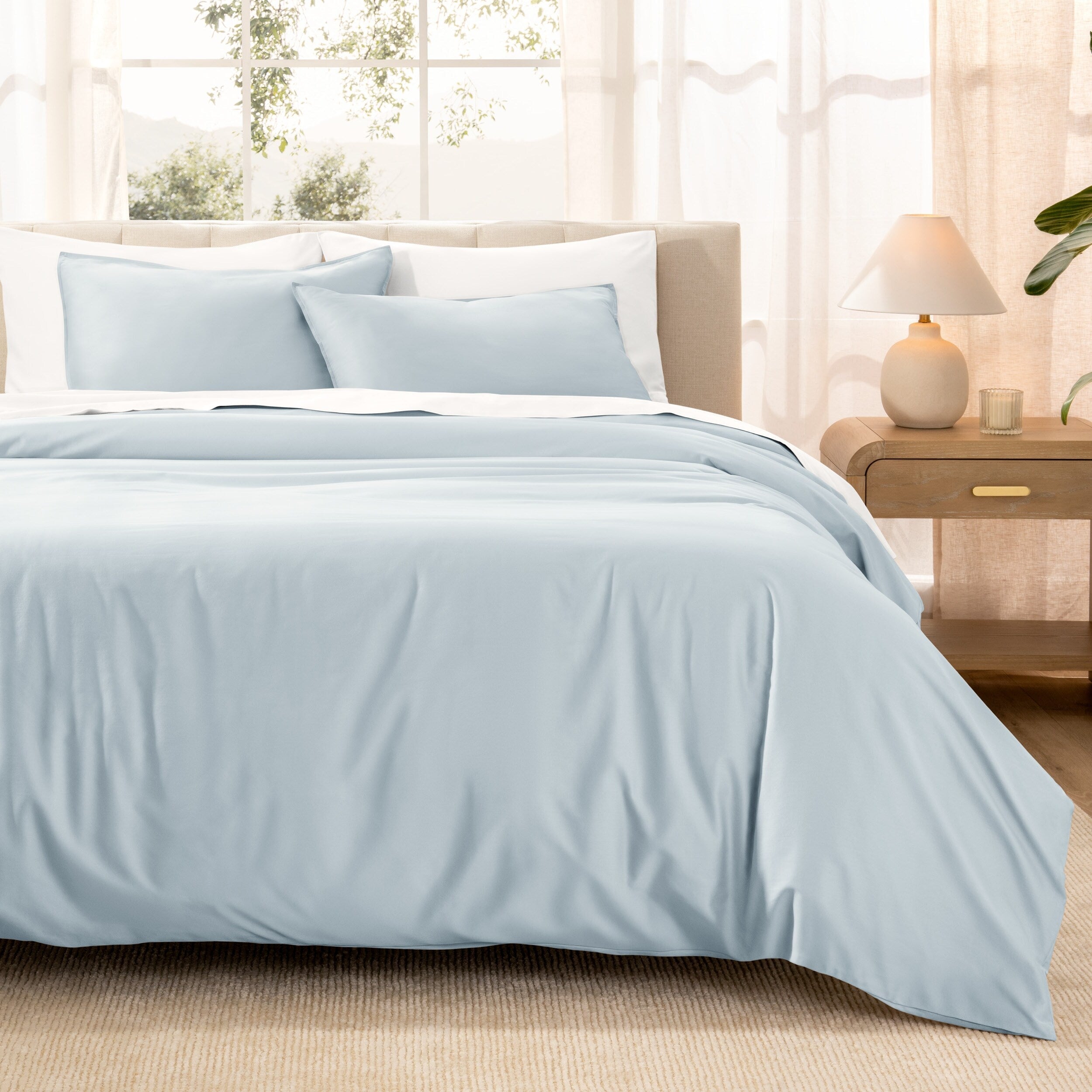 Parure de lit en coton biologique Bare Home - Tissage satiné lisse