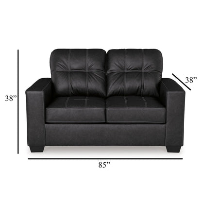 Canapé-lit Barl, lit gigogne queen size, 85 pouces, similicuir noir