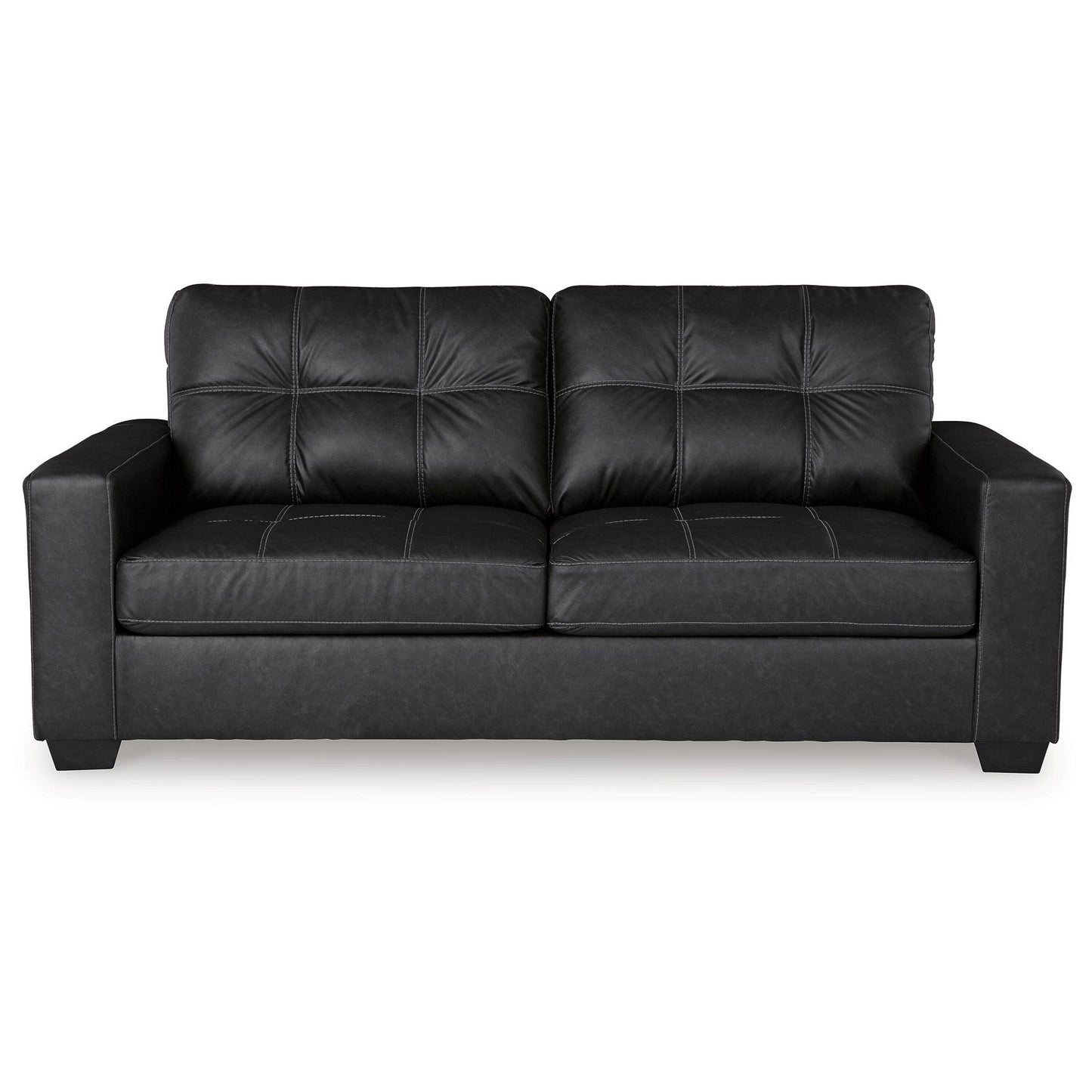 Canapé-lit Barl, lit gigogne queen size, 85 pouces, similicuir noir