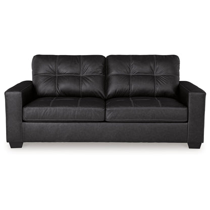 Canapé-lit Barl, lit gigogne queen size, 85 pouces, similicuir noir
