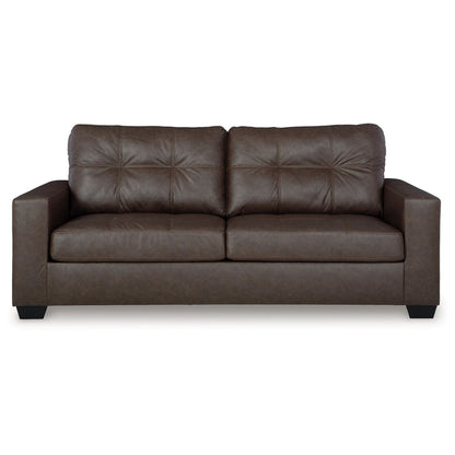 Canapé-lit Barl, lit gigogne queen size, similicuir marron riche