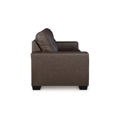 Canapé-lit Barl, lit gigogne queen size, similicuir marron riche
