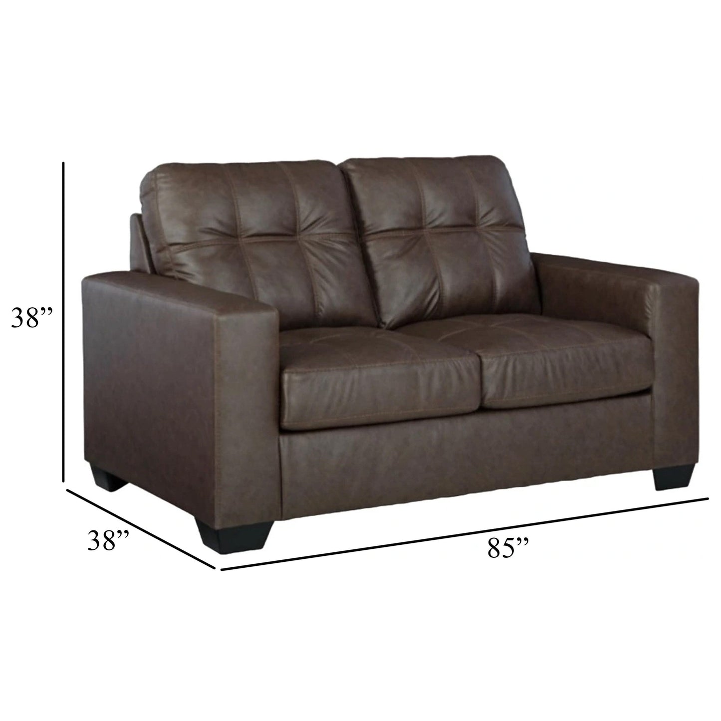 Canapé-lit Barl, lit gigogne queen size, similicuir marron riche