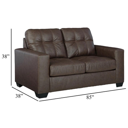 Canapé-lit Barl, lit gigogne queen size, similicuir marron riche