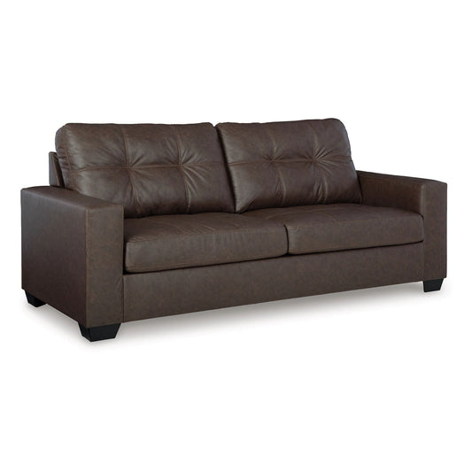 Canapé-lit Barl, lit gigogne queen size, similicuir marron riche