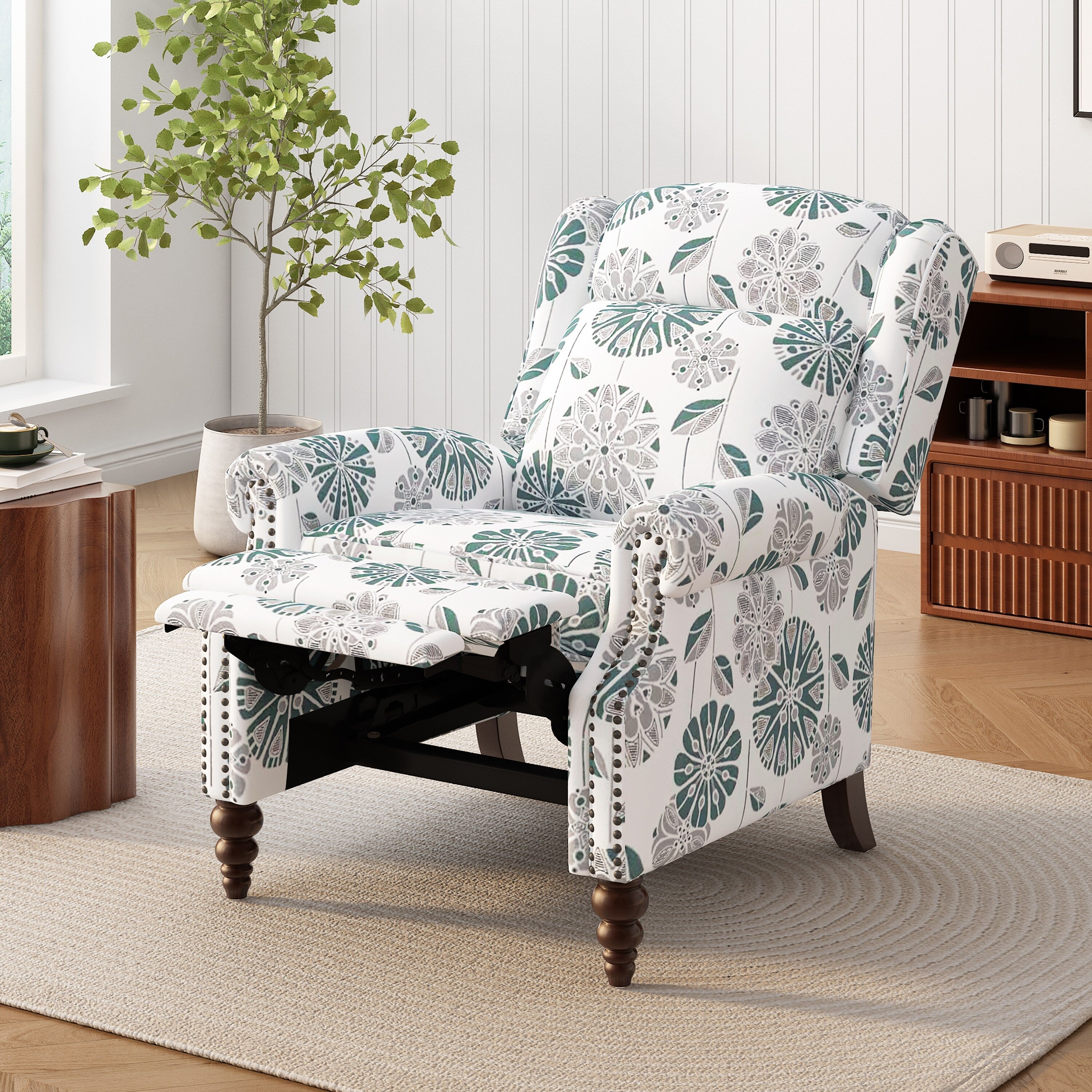 Fauteuil inclinable rembourré Barnn avec dossier à oreilles par Christopher Knight Home