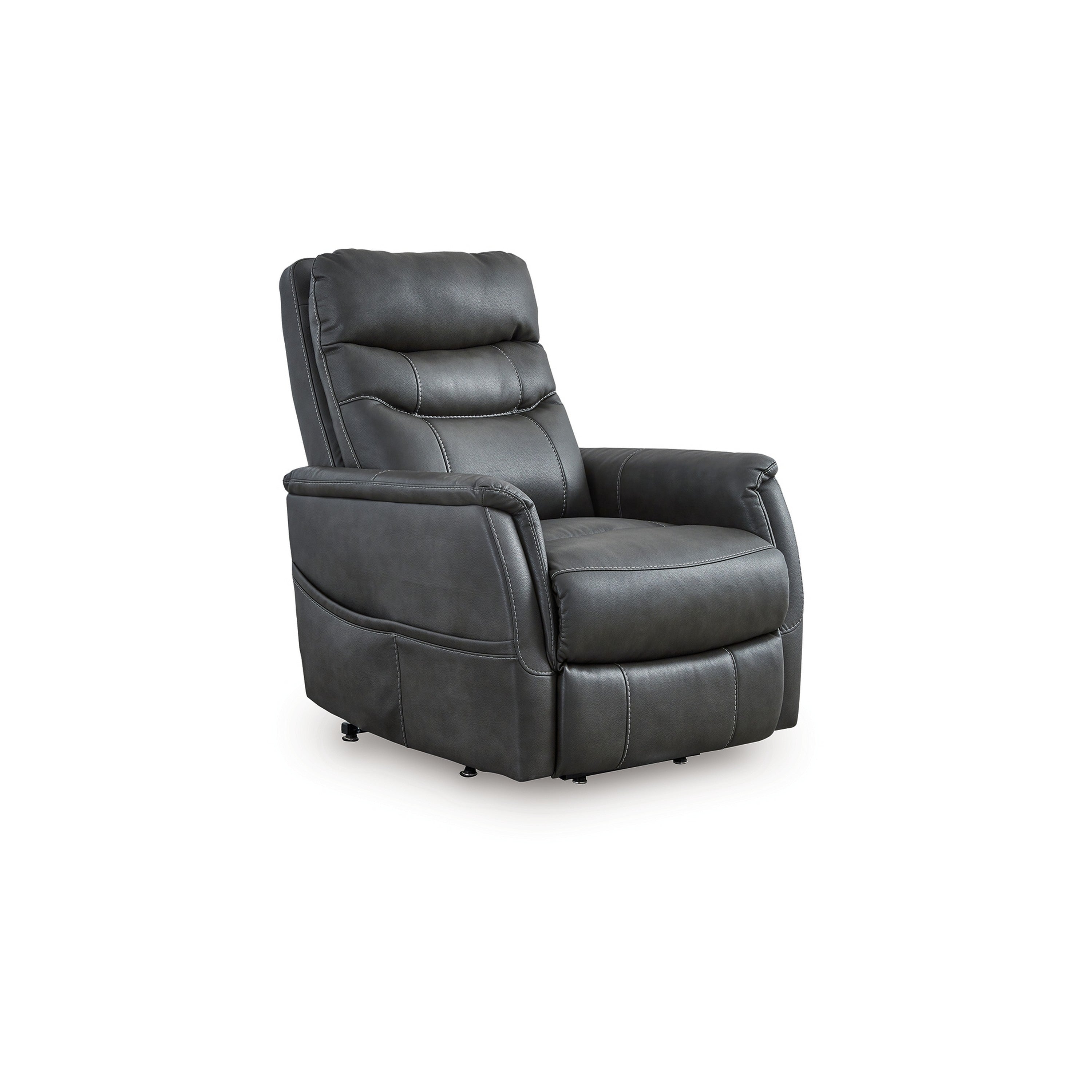 Fauteuil inclinable électrique Barrett, similicuir gris foncé, dossier coussiné
