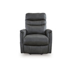Fauteuil inclinable électrique Barrett, similicuir gris foncé, dossier coussiné