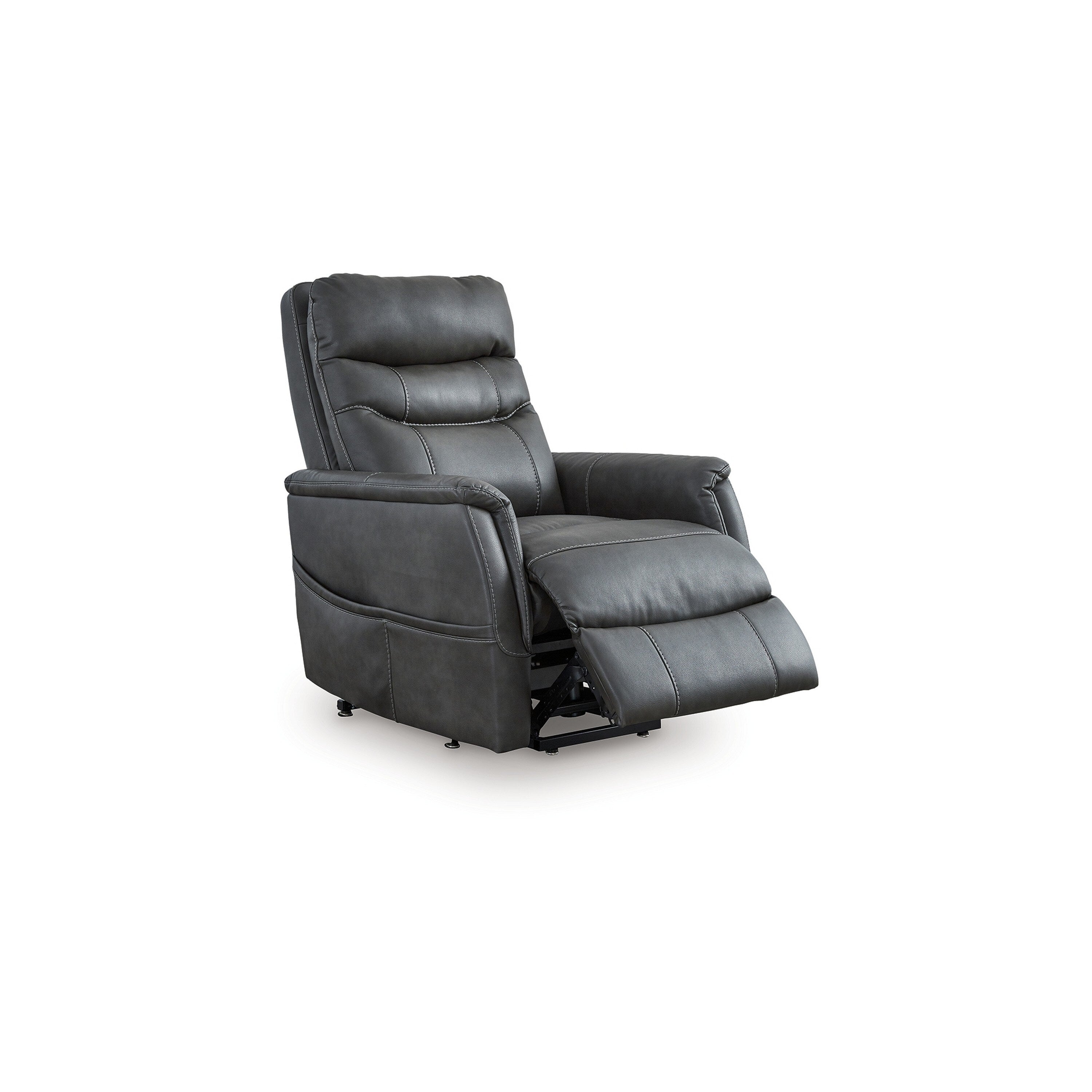Fauteuil inclinable électrique Barrett, similicuir gris foncé, dossier coussiné