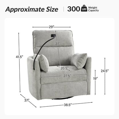 Fauteuil inclinable pivotant et électrique Barry Modern 38 avec ports USB par HULALA HOME