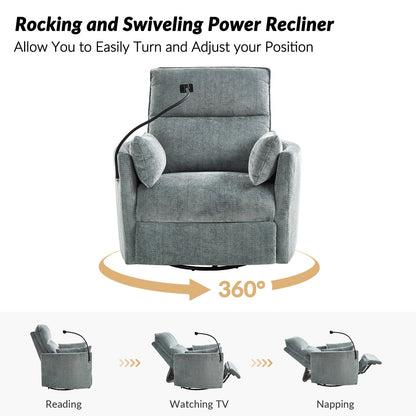 Fauteuil inclinable pivotant et électrique Barry Modern 38 avec ports USB par HULALA HOME