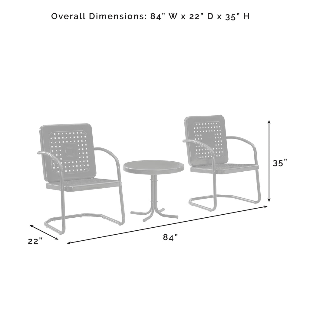 Ensemble de chaises d'extérieur Crosley Bates 3 pièces - 84 L x 22 P x 35 H