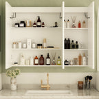 Armoire à pharmacie de salle de bain avec miroir LED antibuée 6 000 K, armoire murale blanche