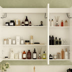 Armoire à pharmacie de salle de bain avec miroir LED antibuée 6 000 K, armoire murale blanche