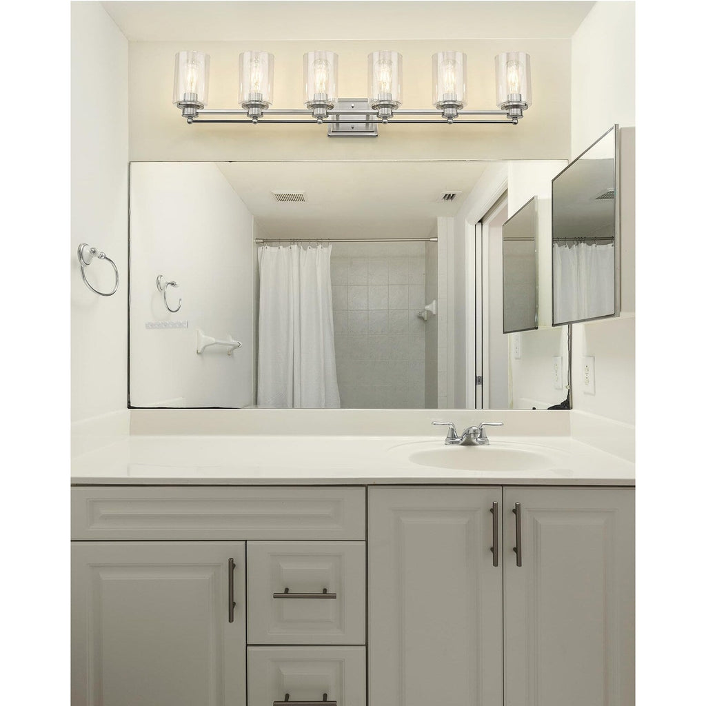 Applique murale pour salle de bain avec miroir et abat-jour en verre transparent