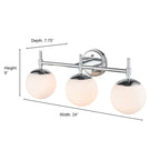 Luminaire de salle de bain à 3 lampes 929 Lighting, disponible en plusieurs finitions et avec abat-jour en verre opale