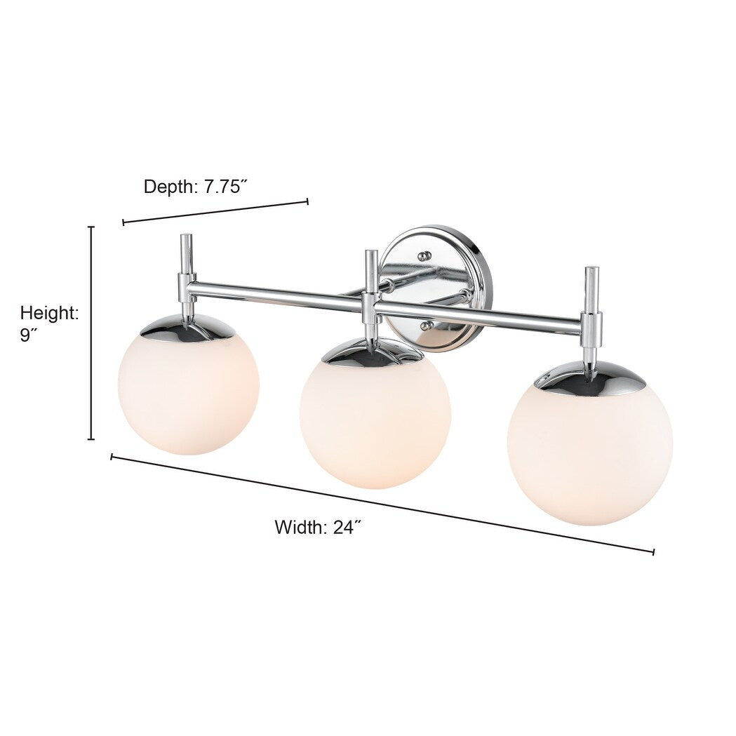 Luminaire de salle de bain à 3 lampes 929 Lighting, disponible en plusieurs finitions et avec abat-jour en verre opale