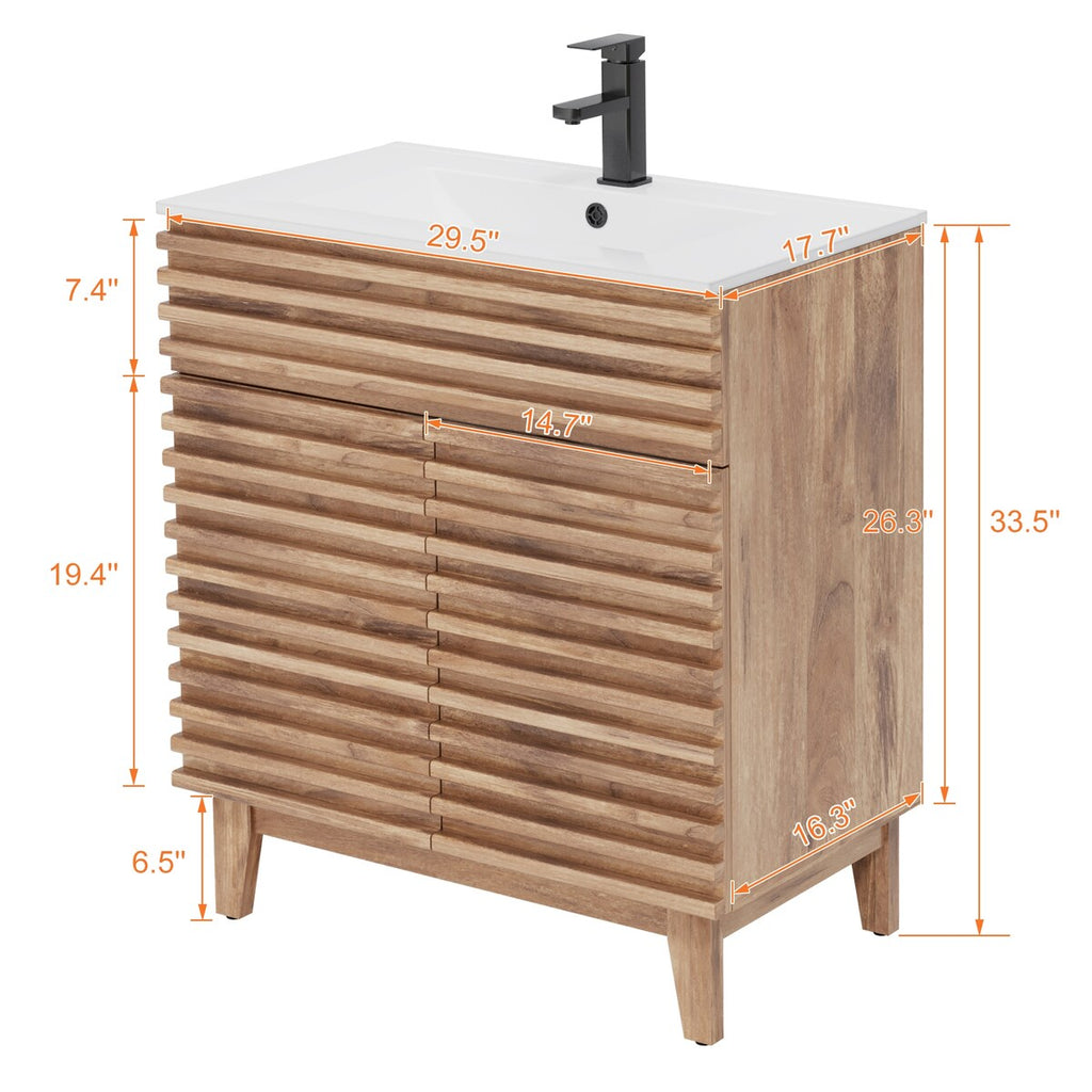 Ensemble meuble-lavabo avec robinet encastré et armoire