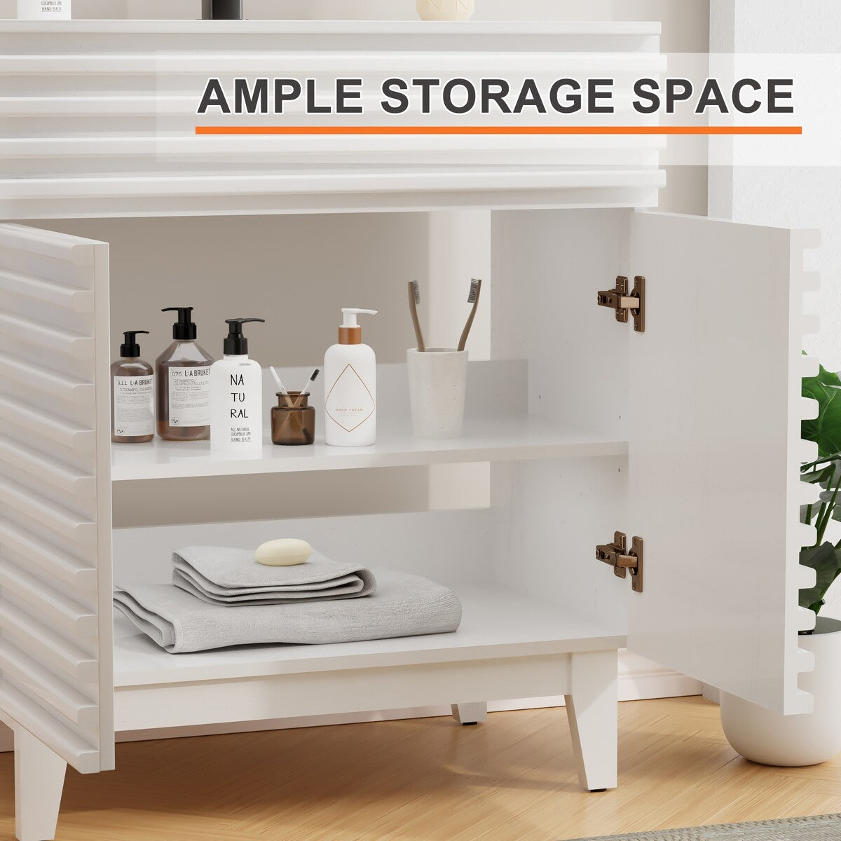 Ensemble meuble-lavabo avec robinet encastré et armoire