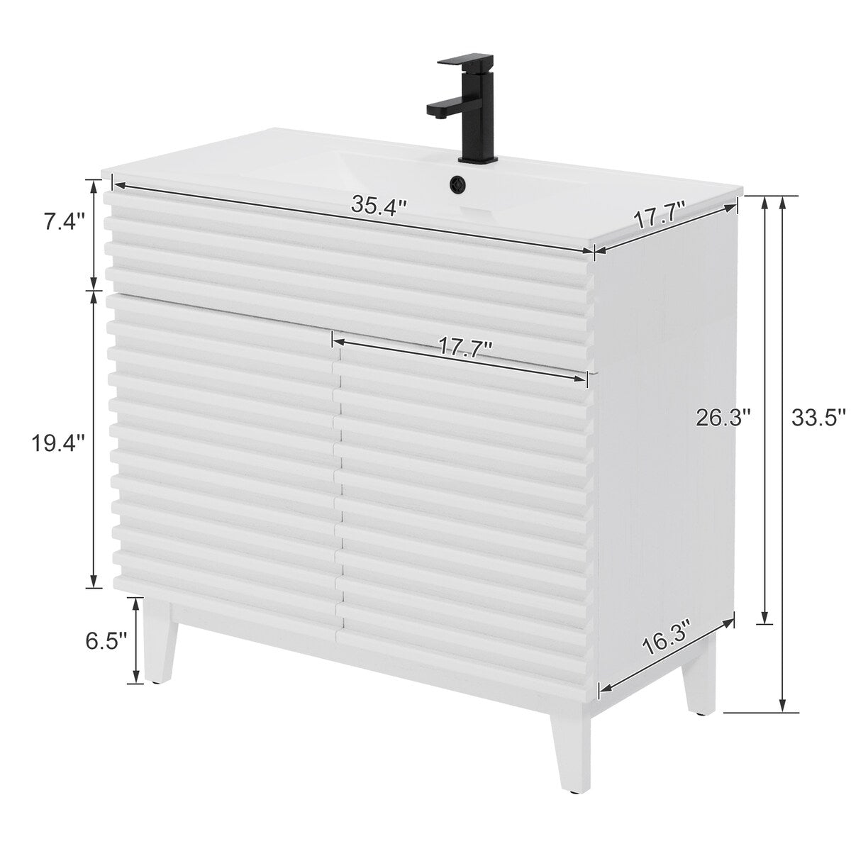 Ensemble meuble-lavabo avec robinet encastré et armoire