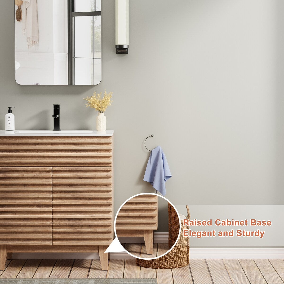 Ensemble meuble-lavabo avec robinet encastré et armoire