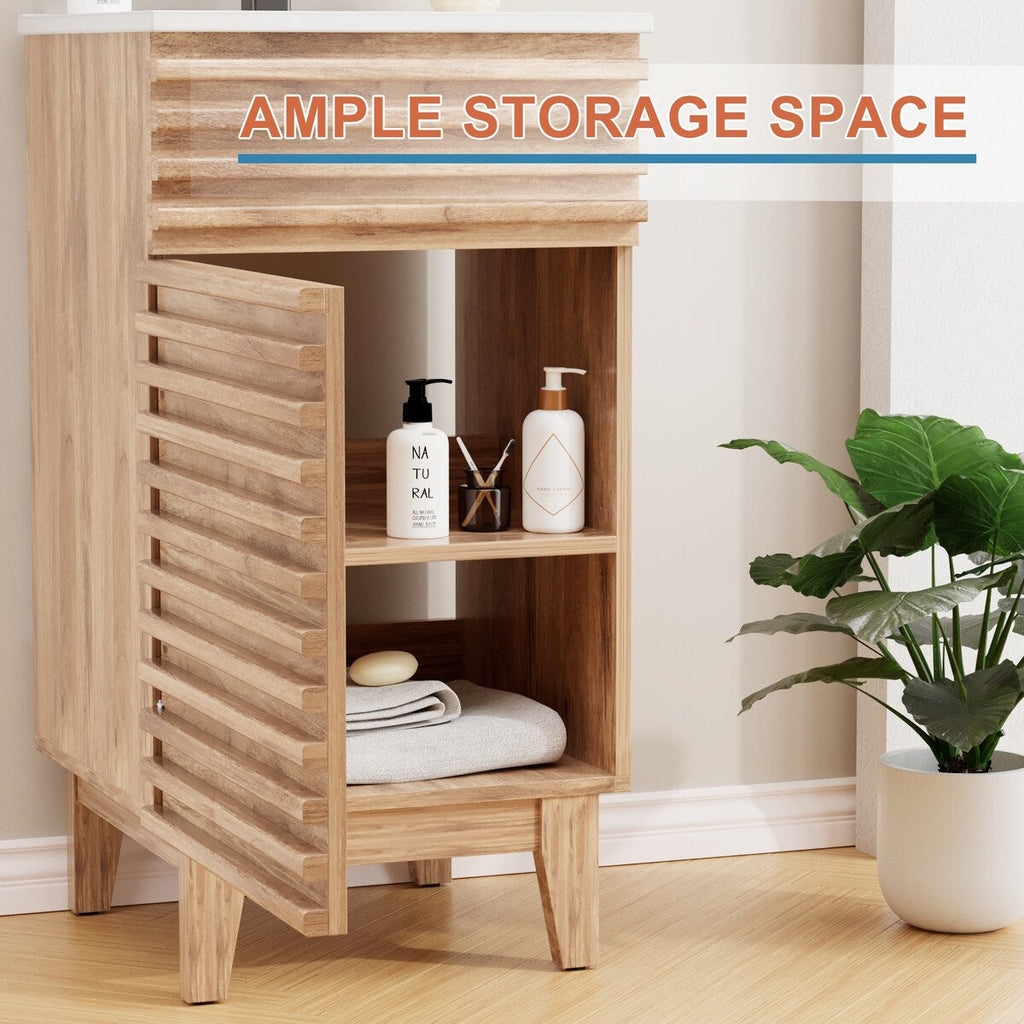Ensemble meuble-lavabo avec robinet encastré et armoire