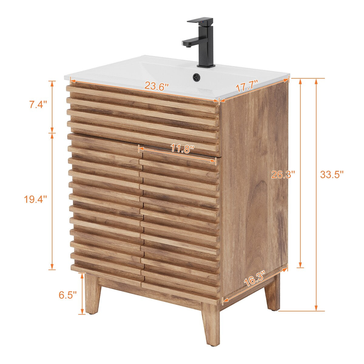 Ensemble meuble-lavabo avec robinet encastré et armoire