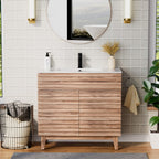 Ensemble meuble-lavabo avec robinet encastré et armoire