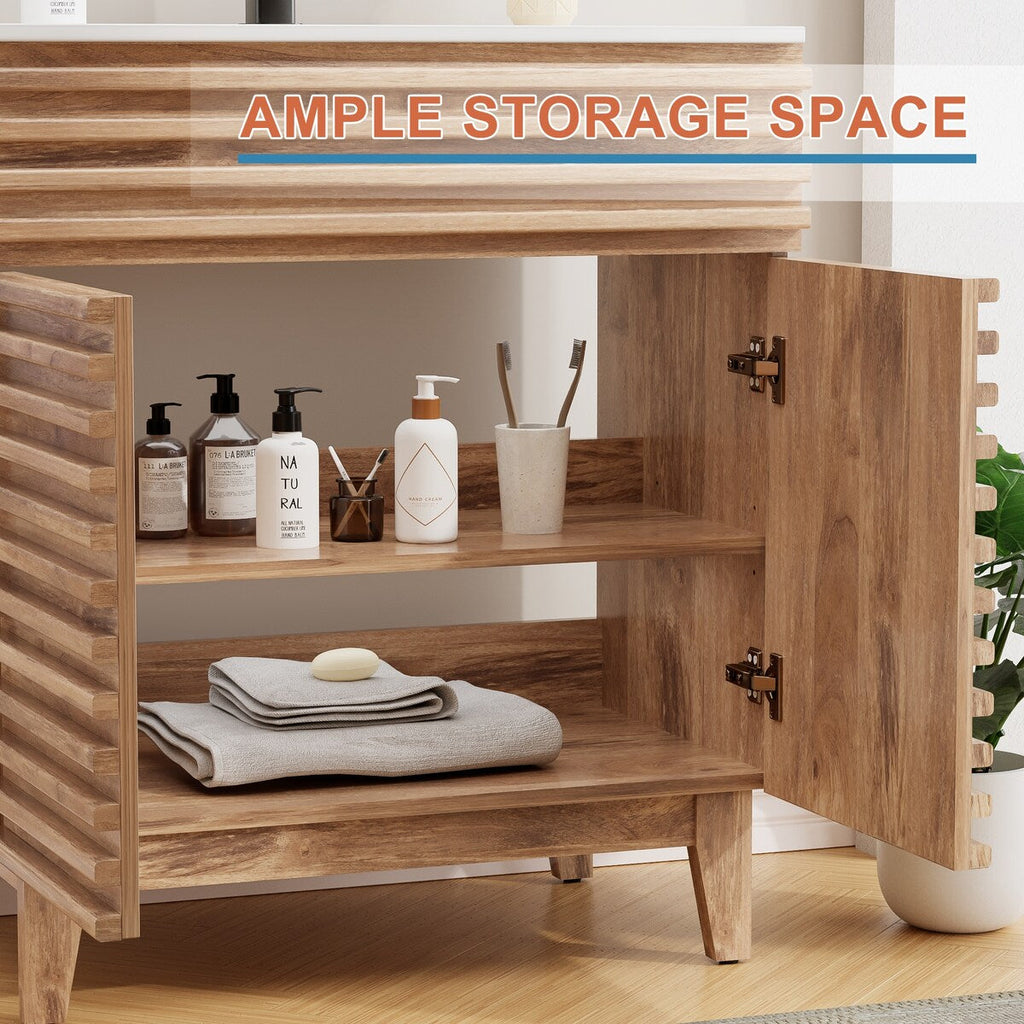 Ensemble meuble-lavabo avec robinet encastré et armoire